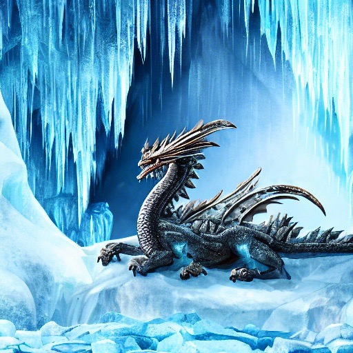 Dragon in a frozen cave