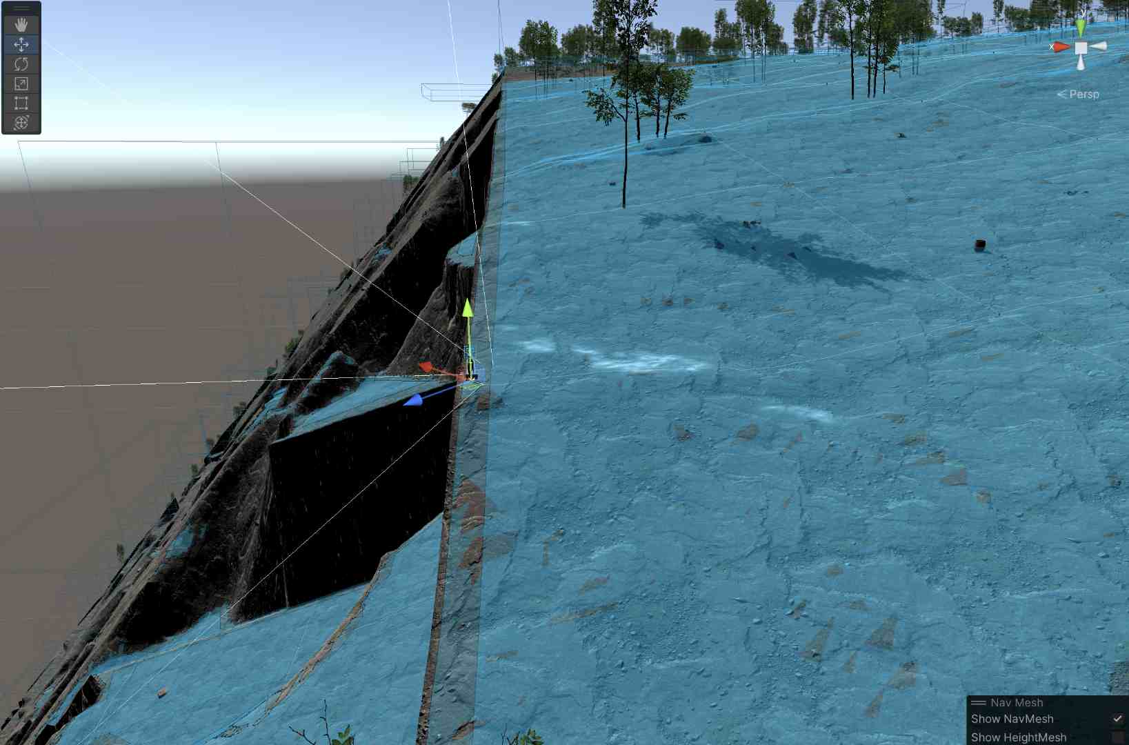 Image of a Navmesh on Steep Terrain